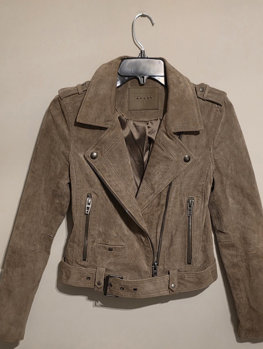 BLANKNYC Genuine Leather Moto Jacket French Taupe Cropped Biker Sz-XS NWOT